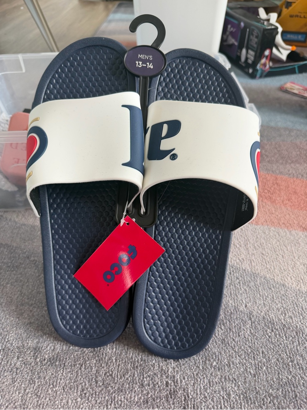 Miller Lite Men’s Slide Sandals - Navy and White Logo Strap